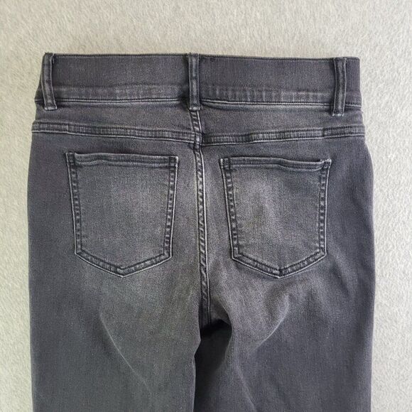 Spanx Jeans Womens SP Black Straight Leg Mid Rise Pull On Slimming Whiskered - Picture 4 of 15